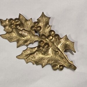 Vintage Goldtone Holly Berry Branch Brooch